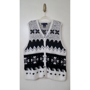Vintage Main Line By Eagle's Eye Angora Wool Cotton Blend Sweater Vest Fairisle